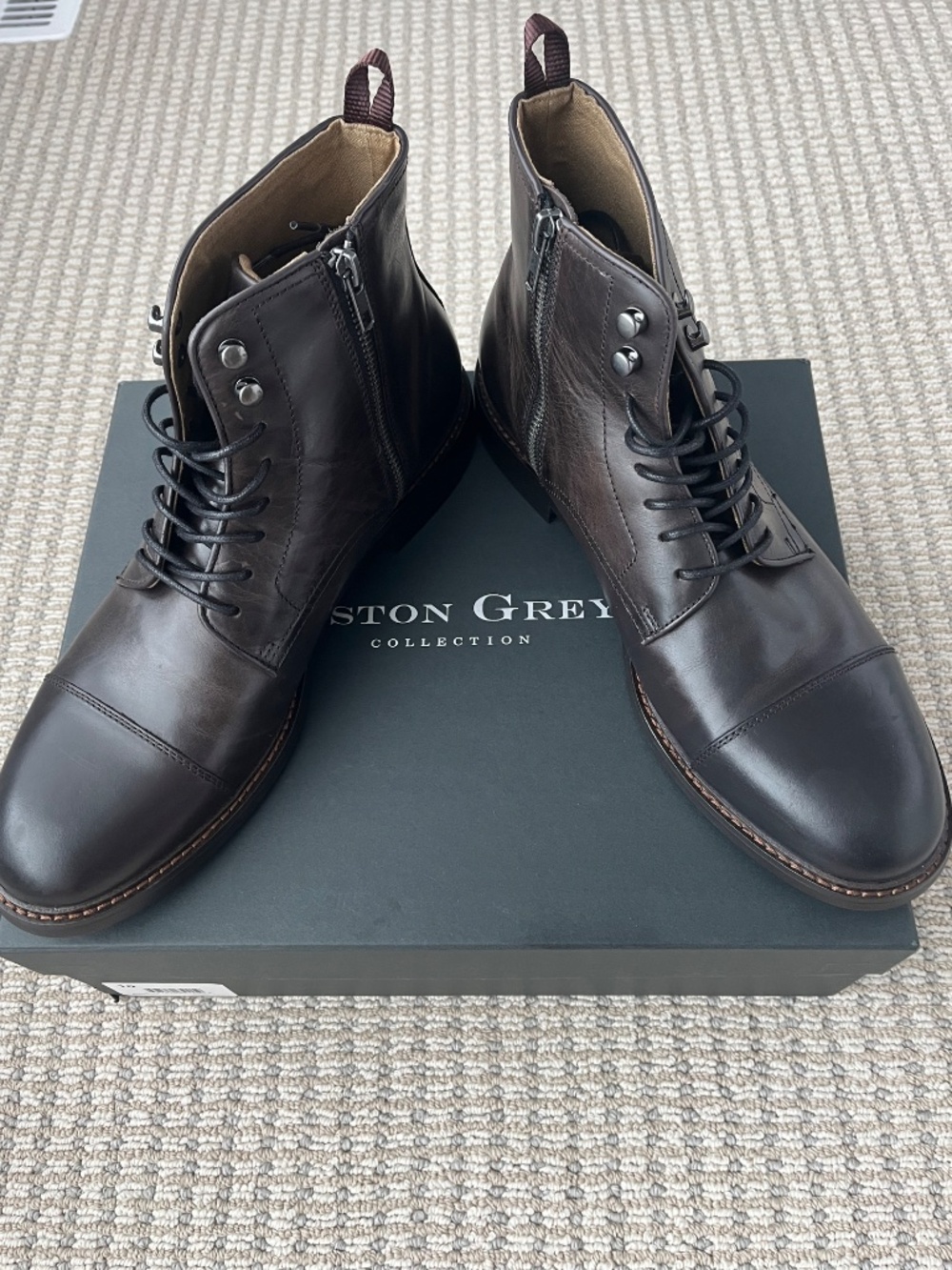 NWT Aston Grey Biressa Leather Boots Size 10